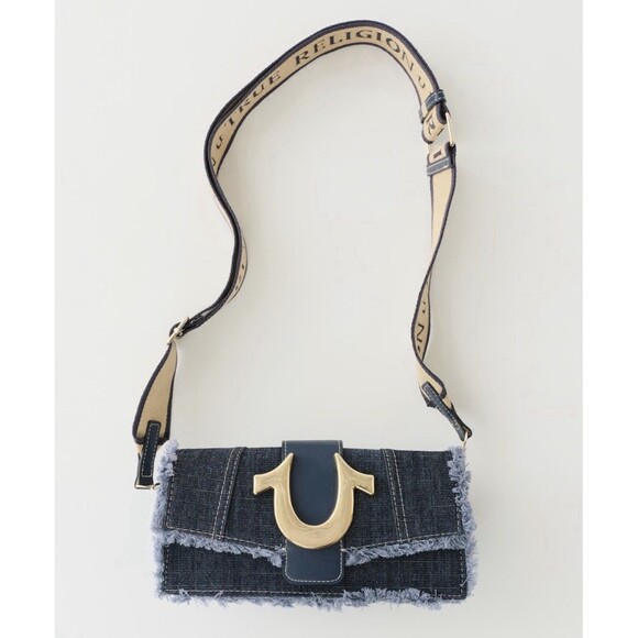True Religion Handbags - True Religion Dark Blue Shoulder Bag Logo Accent Adjustable Strap Women new